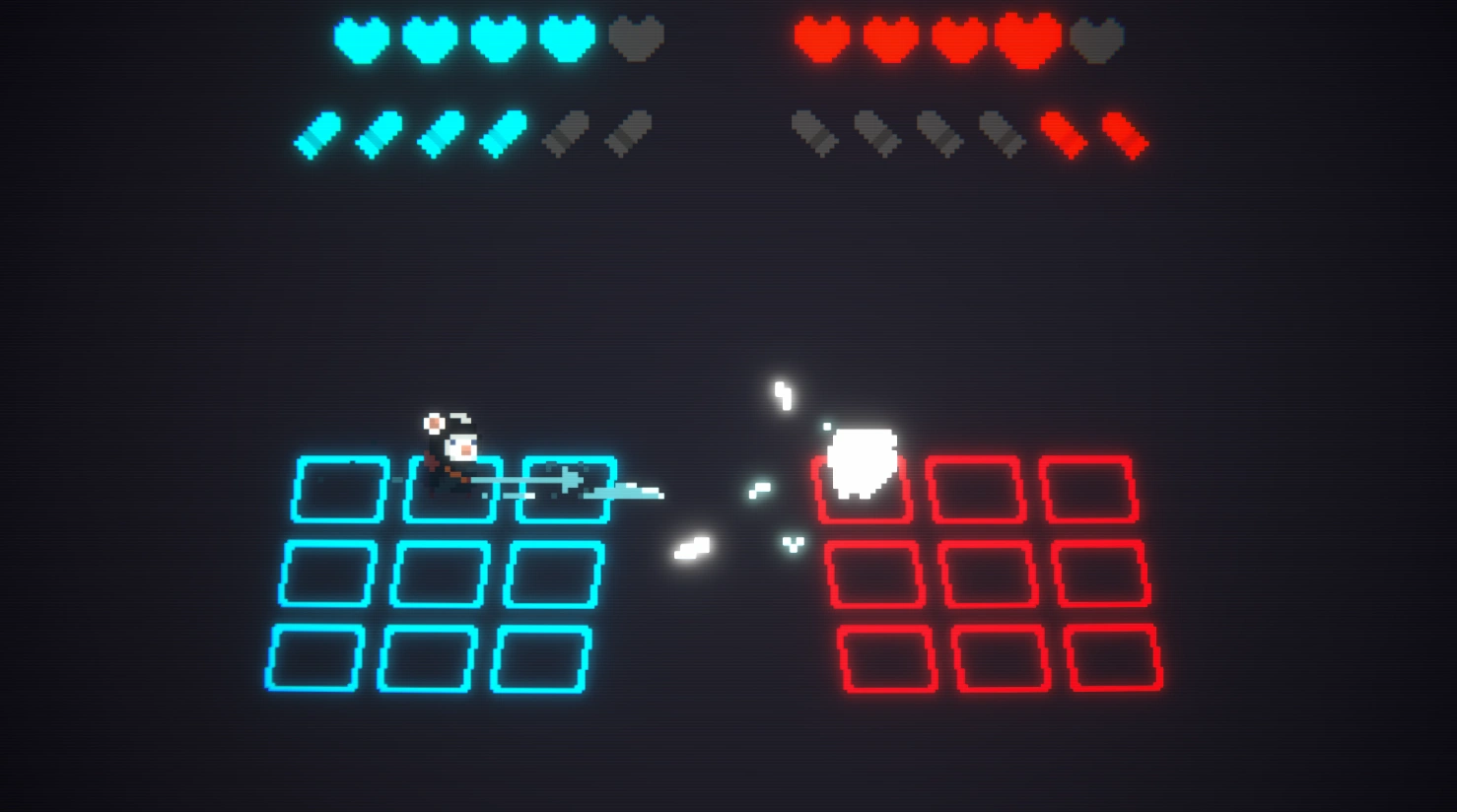 Damage flash, hit reaction and animated health HUD