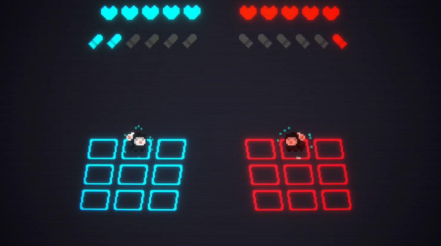 Reload animation and neon particle feedback
