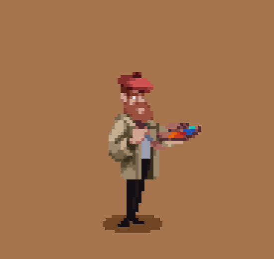 Pixel art artist character