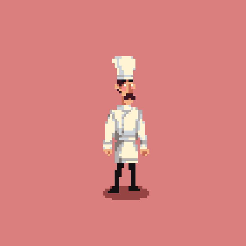 Pixel art chef character