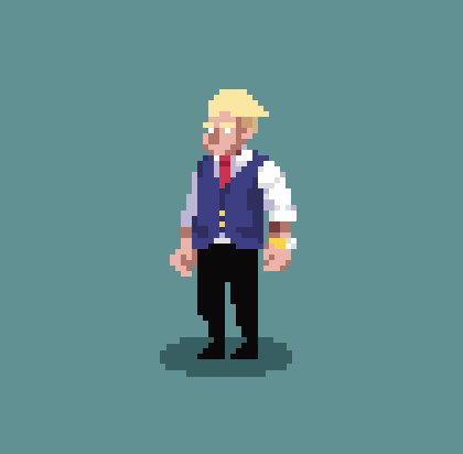 Pixel art entrepreneur character