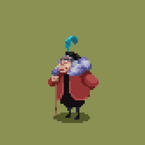Pixel art old lady character
