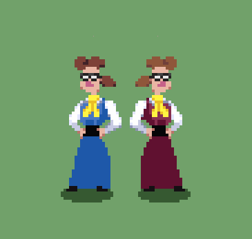 Pixel art twin characters