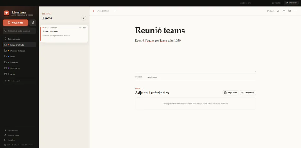 Idearium idea workspace on desktop