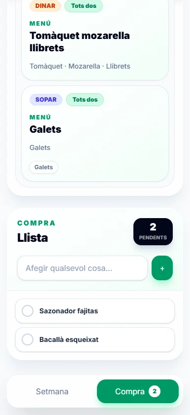 Weekly Meal Planner shared shopping list